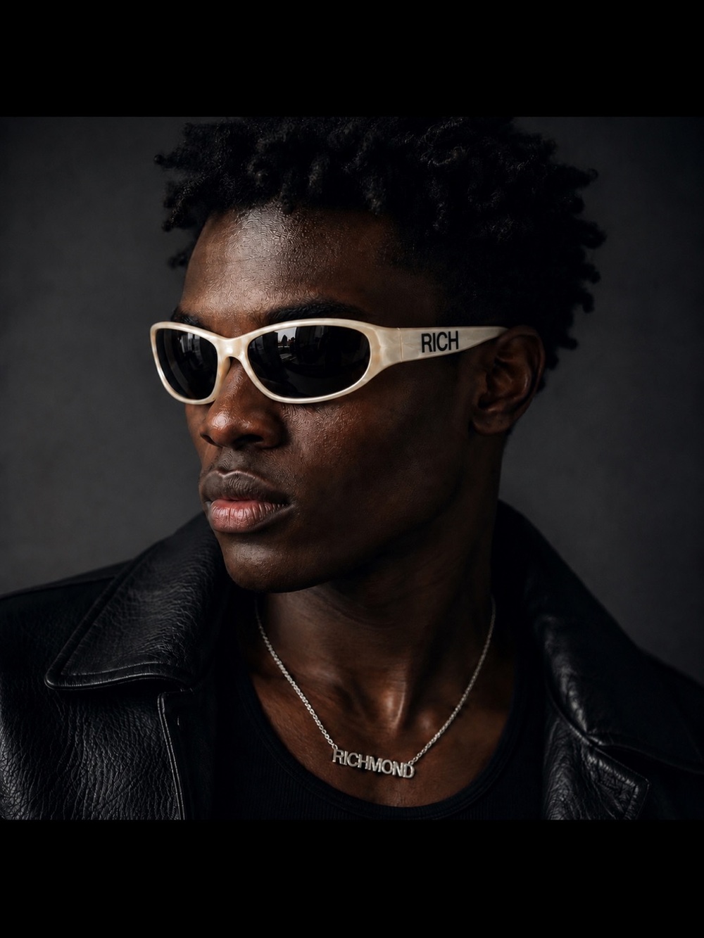 Richmond Cream Sunglasses with Black Lenses